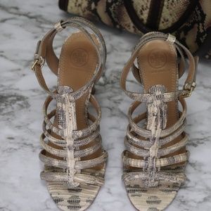 Tory Burch Charlene Lizard Print Heels